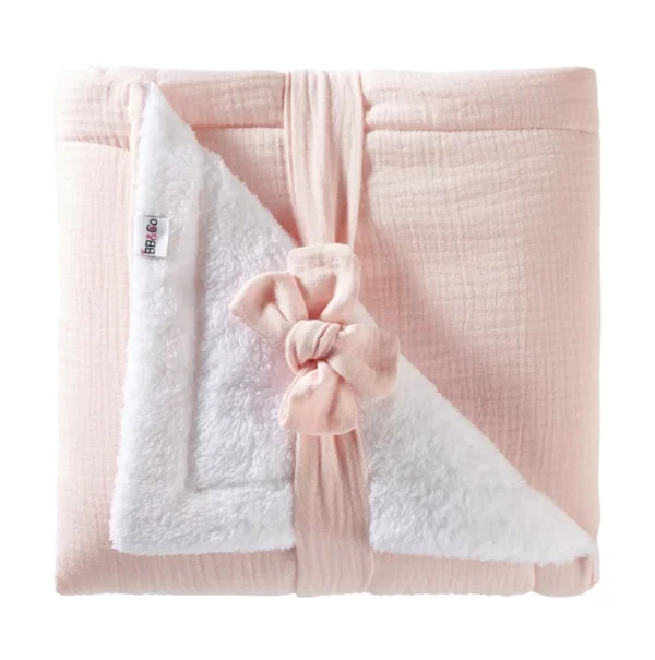 Couverture Bébé Double Gaze & Microfibre Pierre Bleue - Ultra Douce, Ouatinée - Confort Optimal Hiver - Dès La Naissance